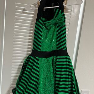 Weissman Vibrant Green and Black Dress costume dance